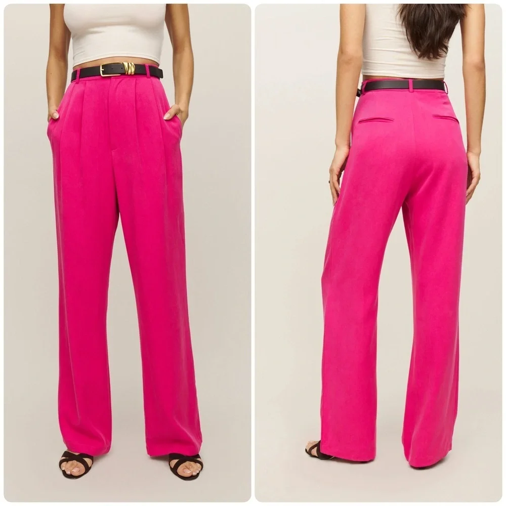 New! Reformation Vesta Fuchsia Pink Wide-Leg Pants 💖 size 0 NWT!